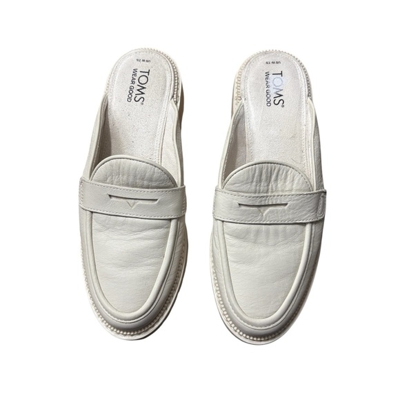 TOMS Cara Leather Loafer Mules in Light Sand Size 7.5 — GORGEOUS STAPLE!!! - Picture 5 of 9